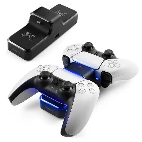 Carregador Brave duplo com luz azul para controles PS5